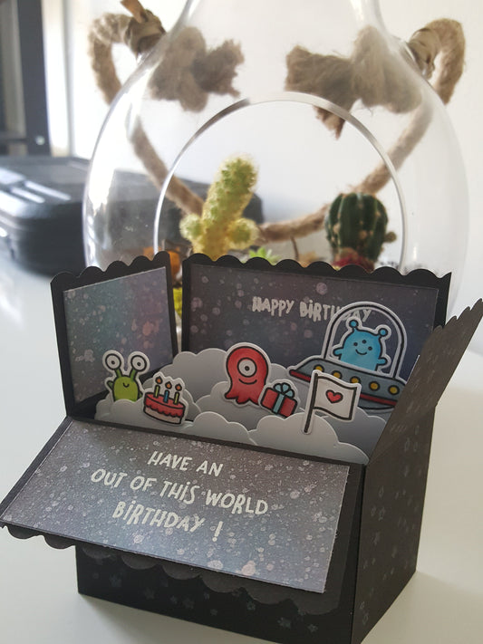 Have an out of this world birthday! - 3D Pop-up Box Card