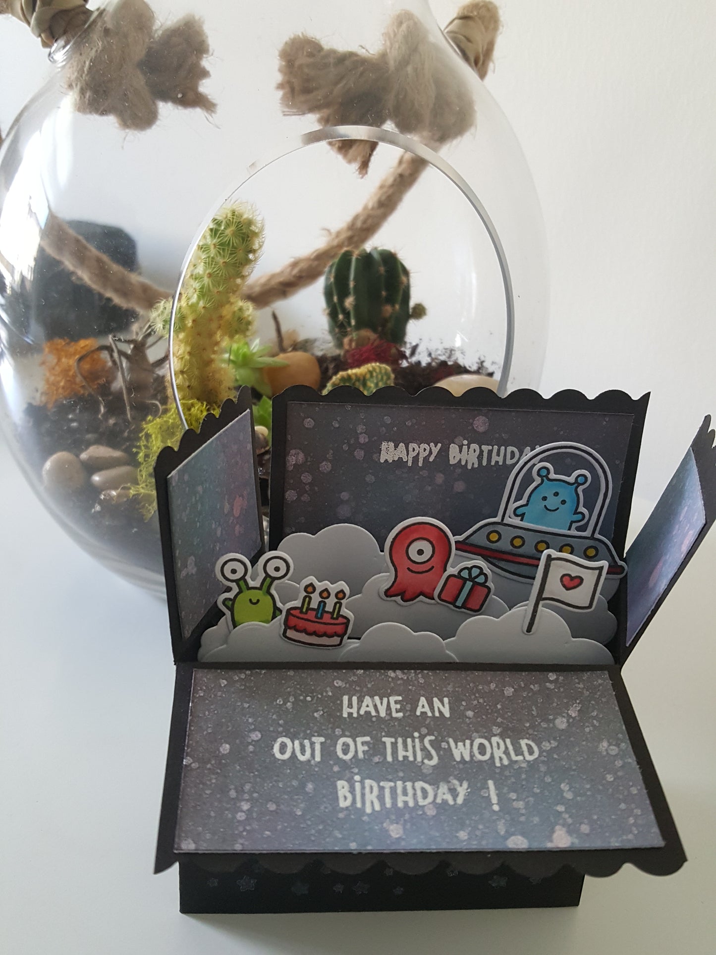 Have an out of this world birthday! - 3D Pop-up Box Card