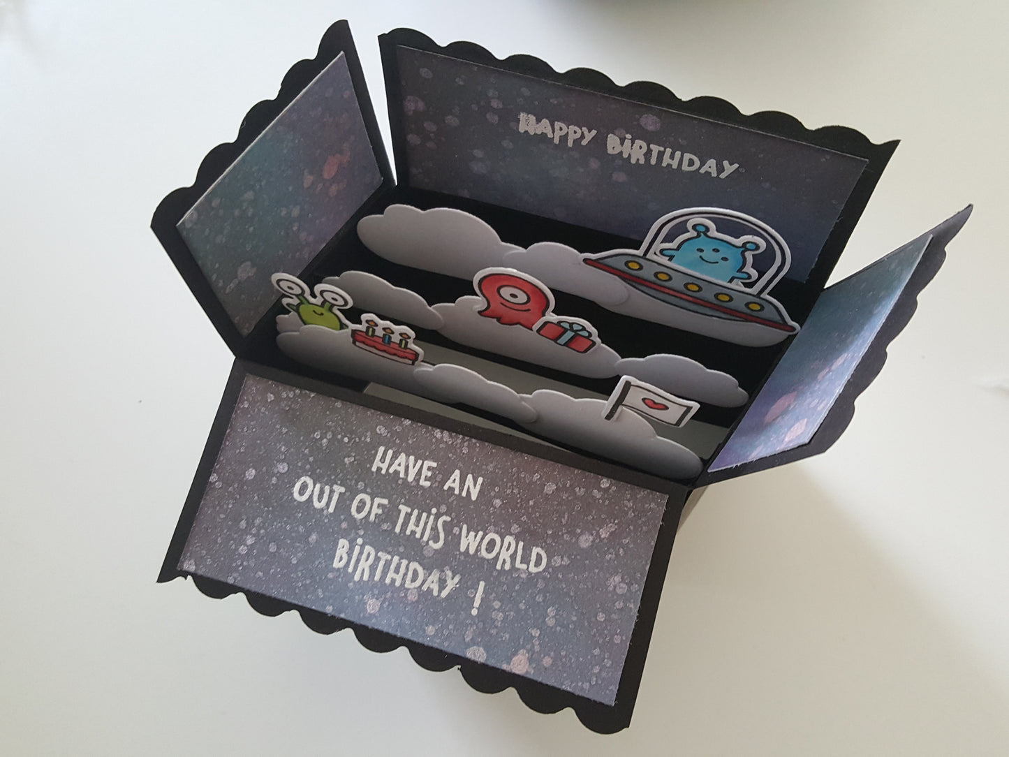 Have an out of this world birthday! - 3D Pop-up Box Card