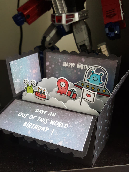 Have an out of this world birthday! - 3D Pop-up Box Card