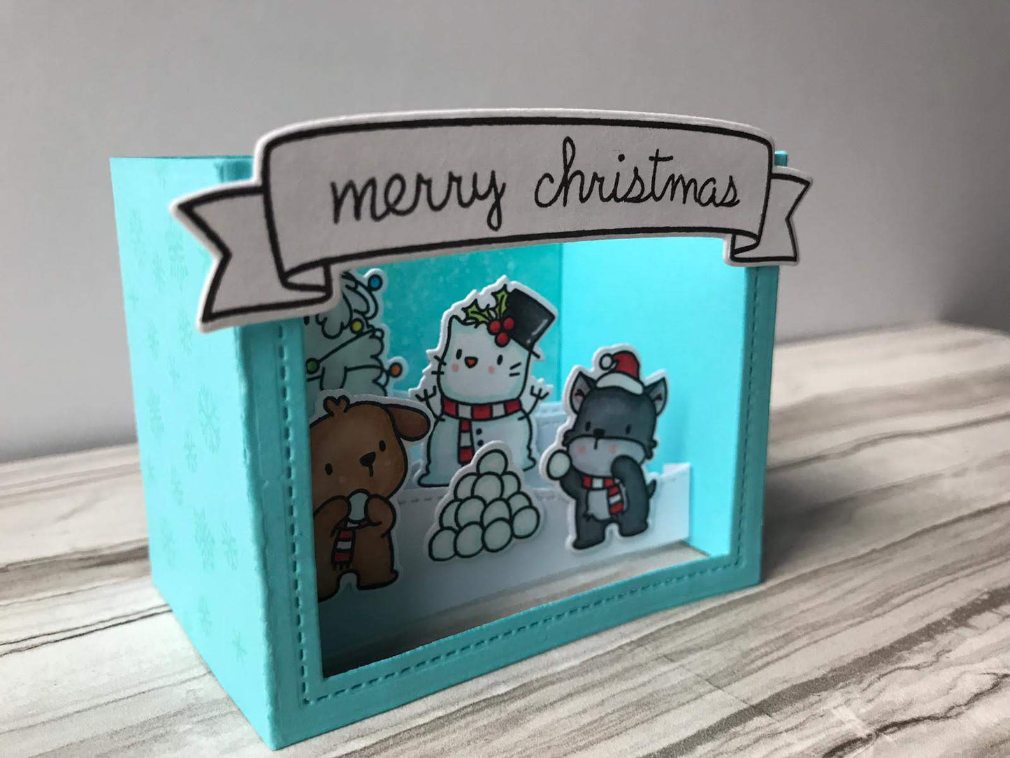 Festive Dogs - 3D Box Popup Holiday Card