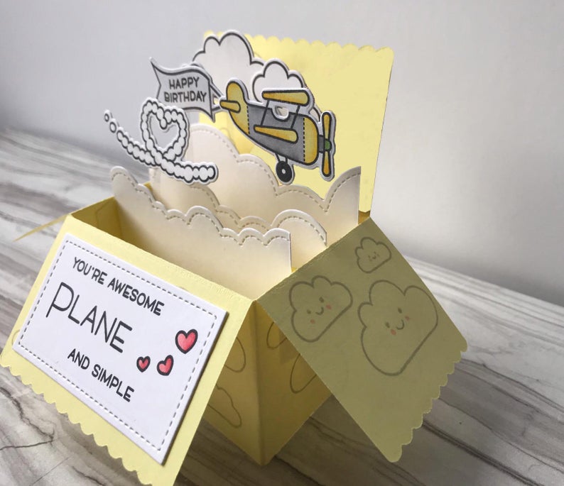 Plane and Simple - 3D Pop-up Box Birthday Card